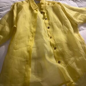 Adrienne Vittadini Yellow Silk Blouse
